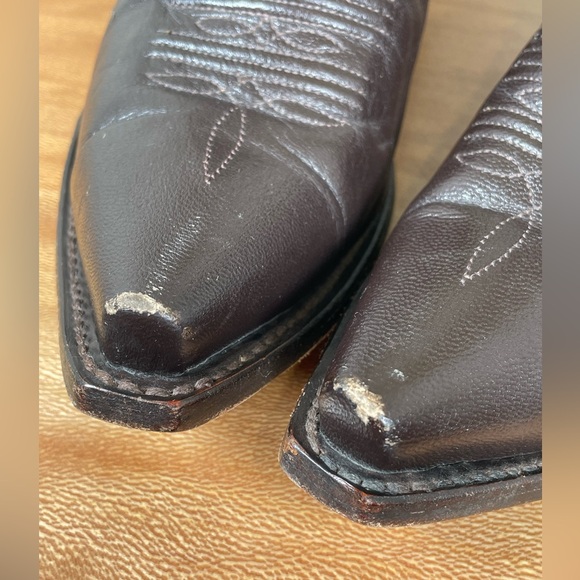 Nocona Cowboy Western Boots Brown Green Mocha Chartreuse Leather Flame 8 1/2B - Picture 7 of 16